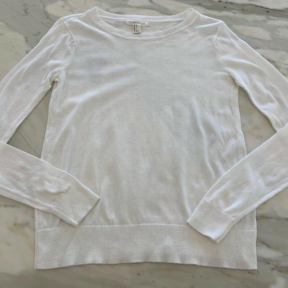 FOREVER 21 WHITE CREW NECK PULLOVER KNIT SWEATER S - Picture 5 of 16